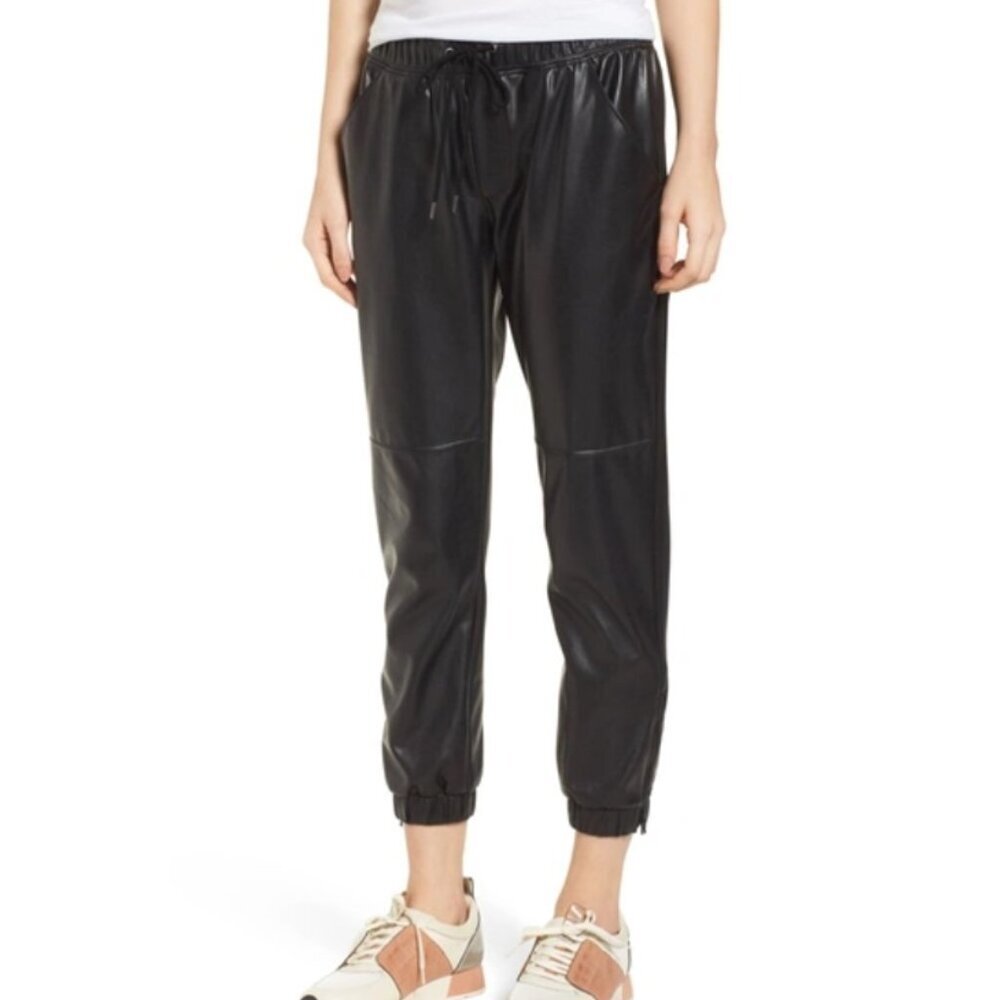 David Lerner Blake Faux Leather Jogger Pants Black Size S